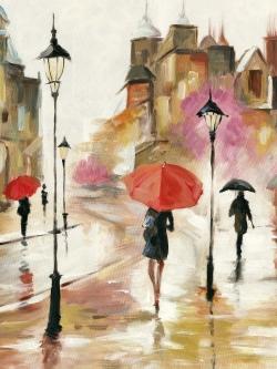 Passersby under their umbrellas