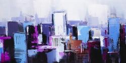 Abstract blue & purple city