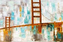 Golden gate tacheté de peinture turquoise