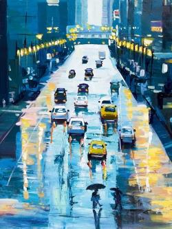 Rue de new york sous la pluie