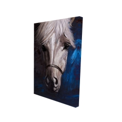 White horse on blue background