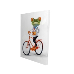 Funny frog riding a bike