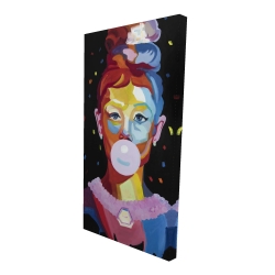 Colorful audrey hepburn portrait with bubblegum