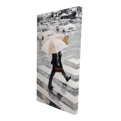 Homme marchant avec son parapluie