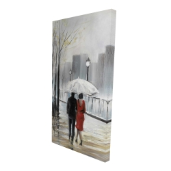 Couple walking under the rain