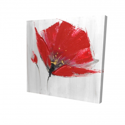 Two red flowers on gray background