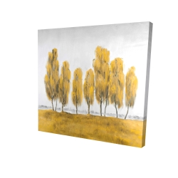 Seven abstract yellow trees