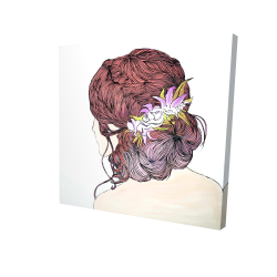 Woman from behind with flowers