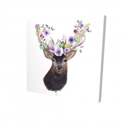 Roe deer head with flowers