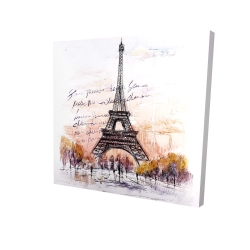 Eiffel tower sketch with an handwritten message