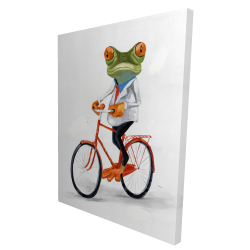 Funny frog riding a bike