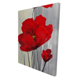 Red flowers on a gray background