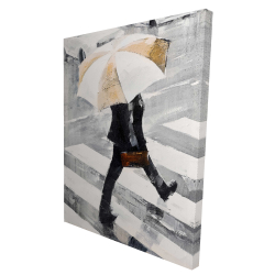 Homme marchant avec son parapluie