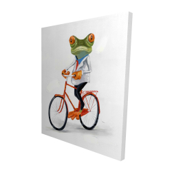 Funny frog riding a bike