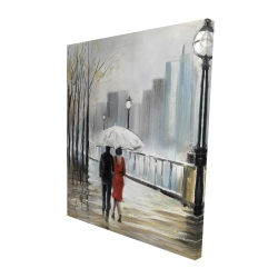 Couple walking under the rain