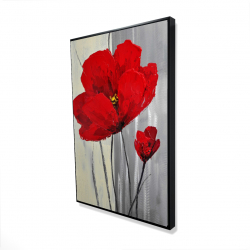 Red flowers on a gray background