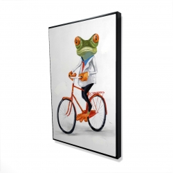 Funny frog riding a bike