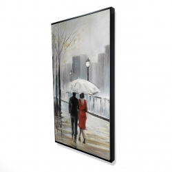 Couple walking under the rain