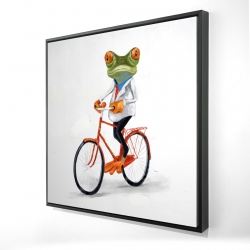 Funny frog riding a bike