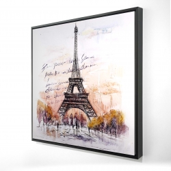 Eiffel tower sketch with an handwritten message