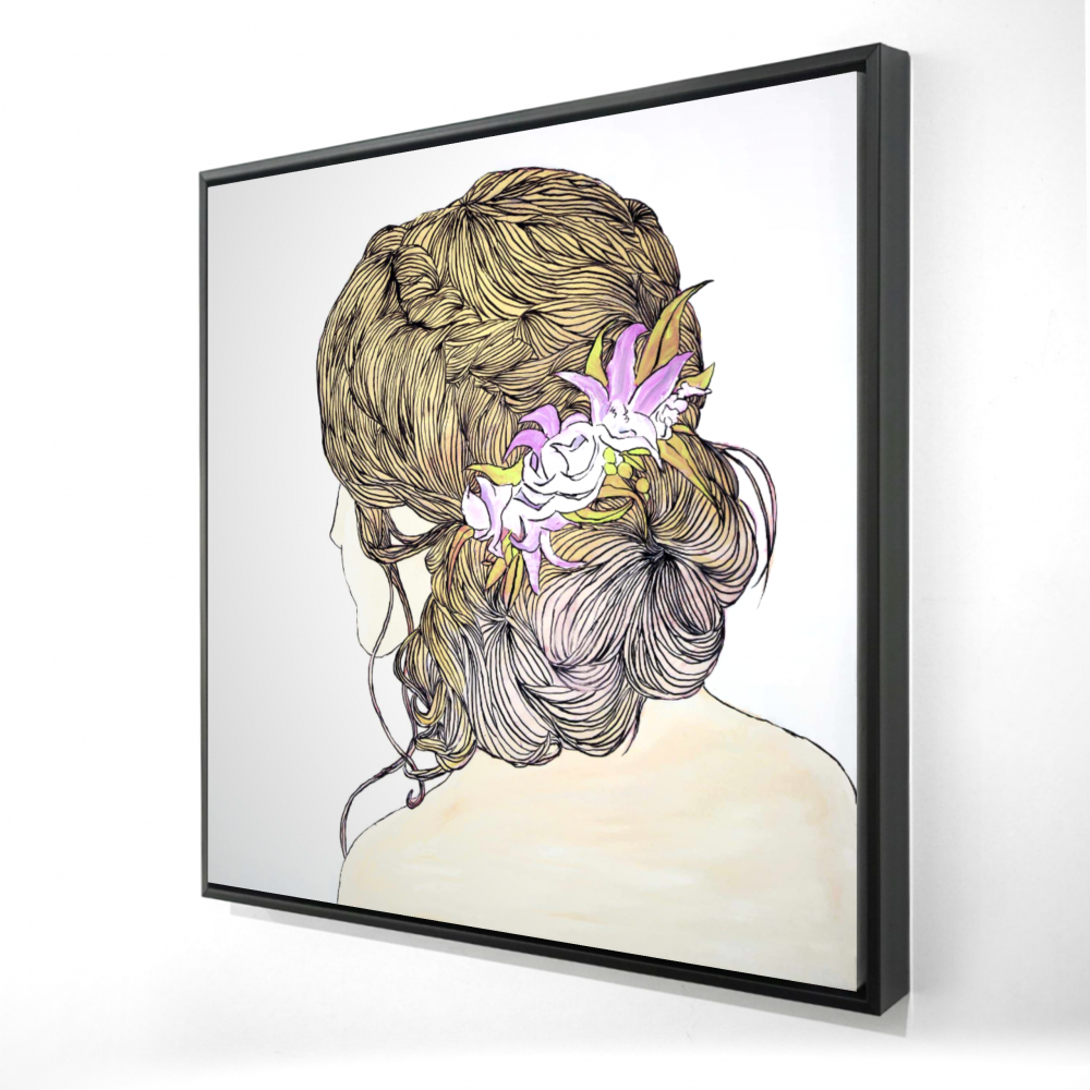 Download Blond Woman From Behind With Flowers Wall Art Begin Home Decor