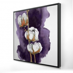 Watercolor purple cotton flowers