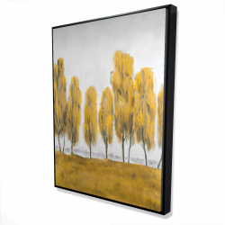 Seven abstract yellow trees