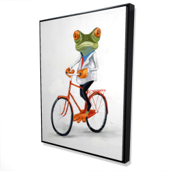 Funny frog riding a bike