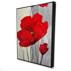 Red flowers on a gray background