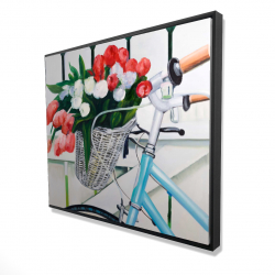 Bicycle with tulips flowers in basket