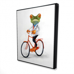 Funny frog riding a bike