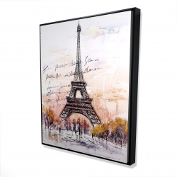 Eiffel tower sketch with an handwritten message