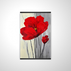 Red flowers on a gray background