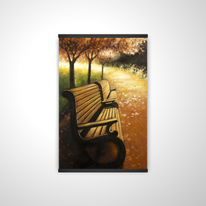 Park bench on a fall day