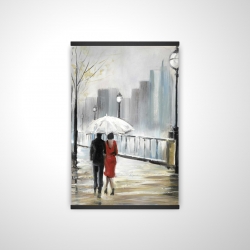 Couple walking under the rain