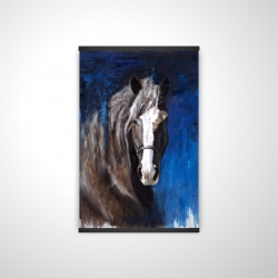 Brown horse on blue background