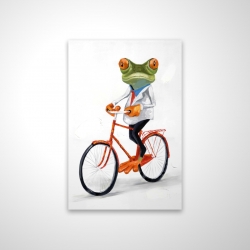 Funny frog riding a bike