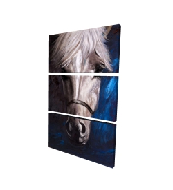 White horse on blue background