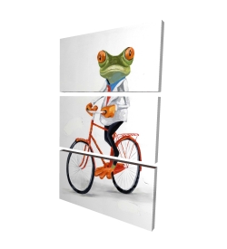 Funny frog riding a bike