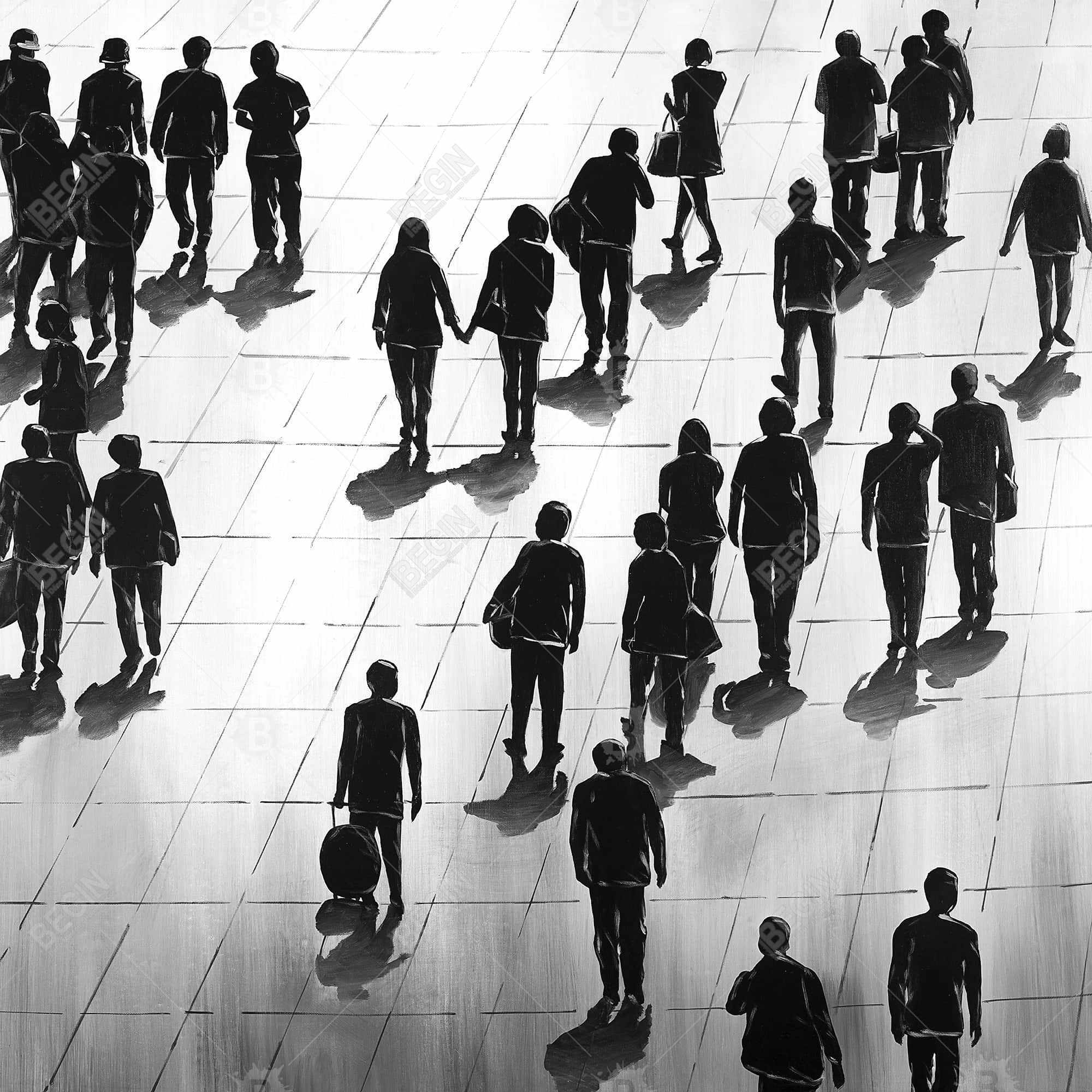 Silhouettes de gens dans la rue