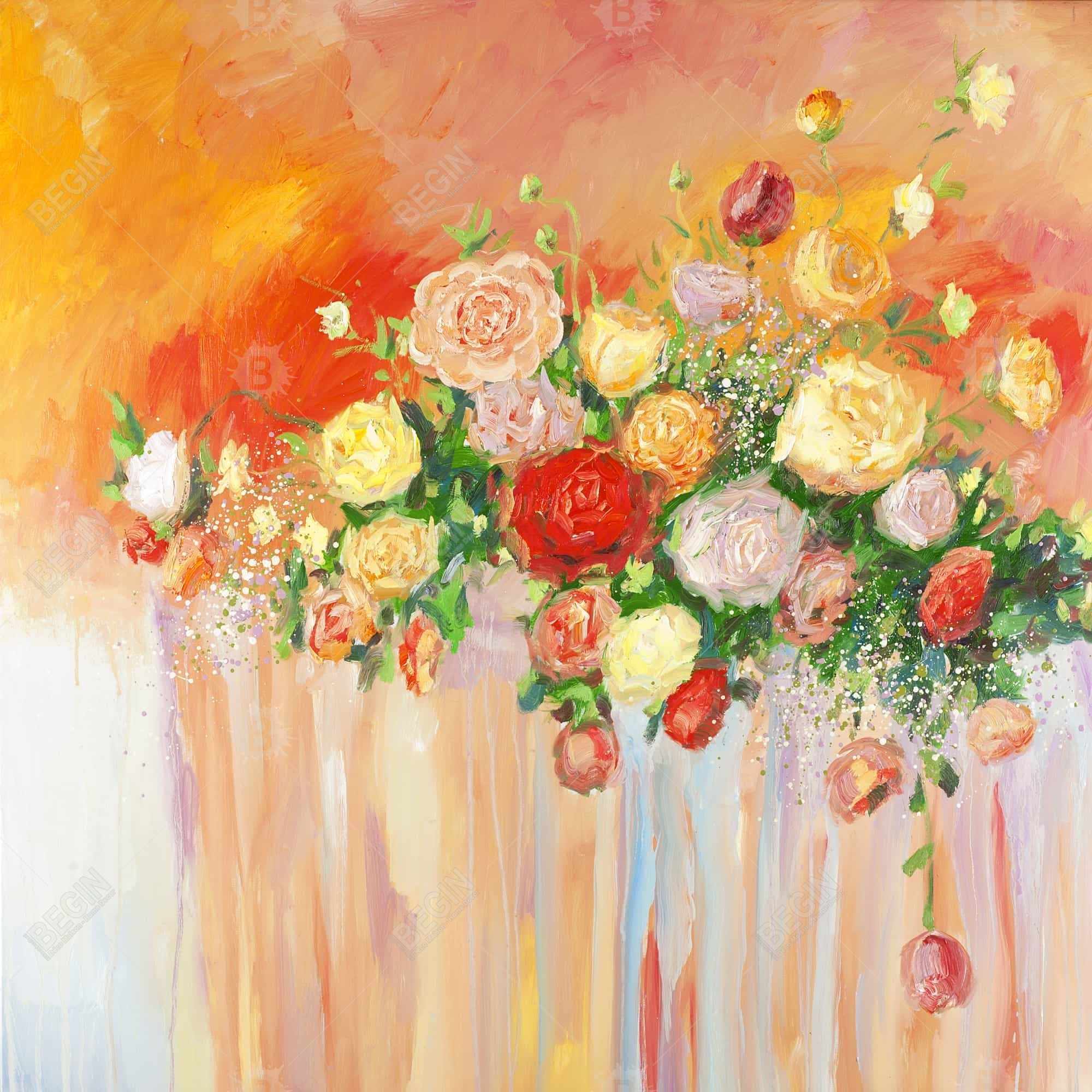 Bouquet of multicolor abstract flowers