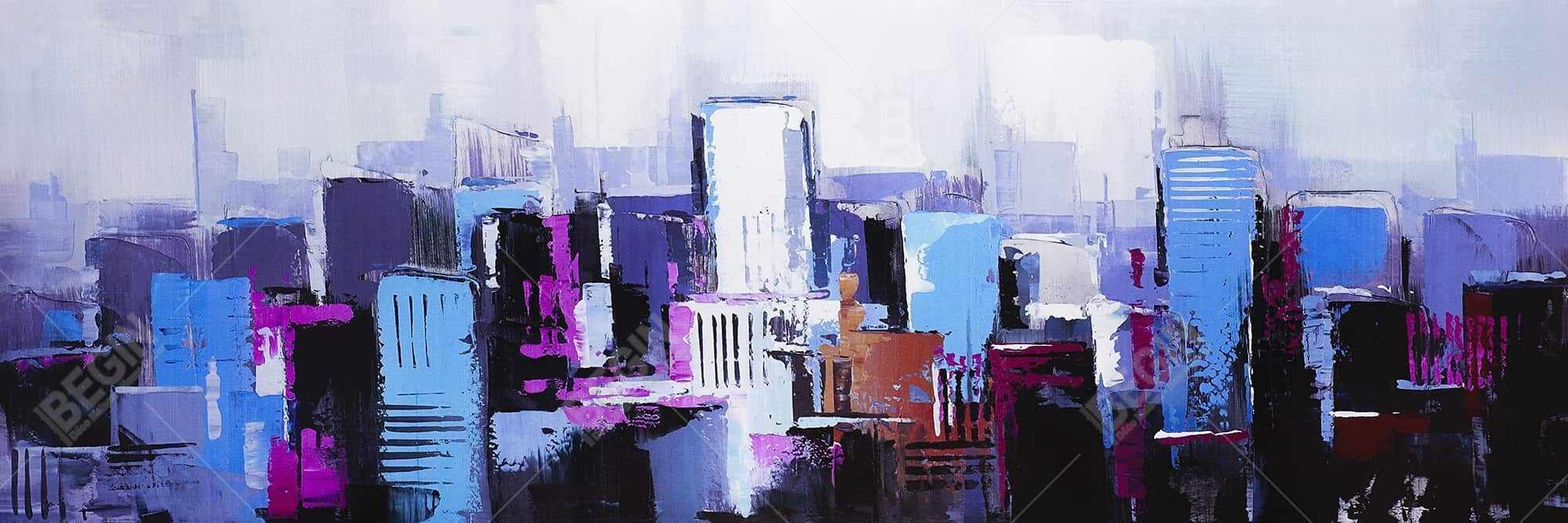 Abstract blue & purple city