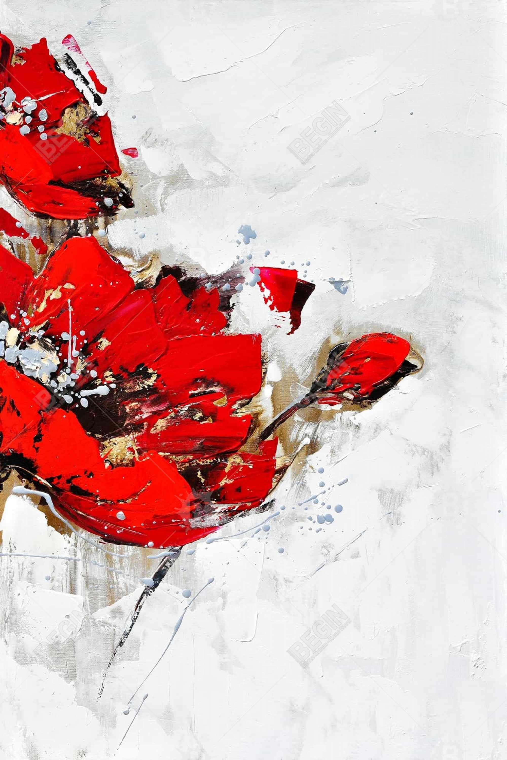 Abstract red flowers with texture