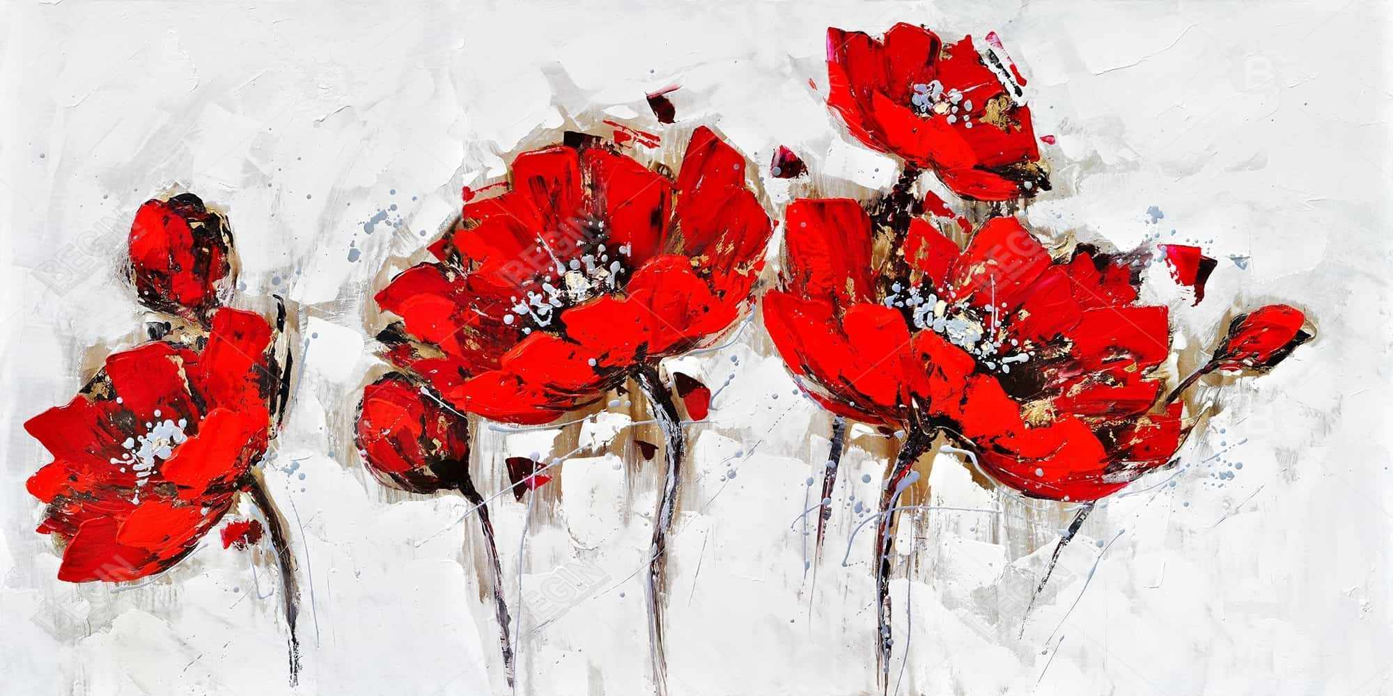 Abstract poppy flowers | Fine art print on canvas 48