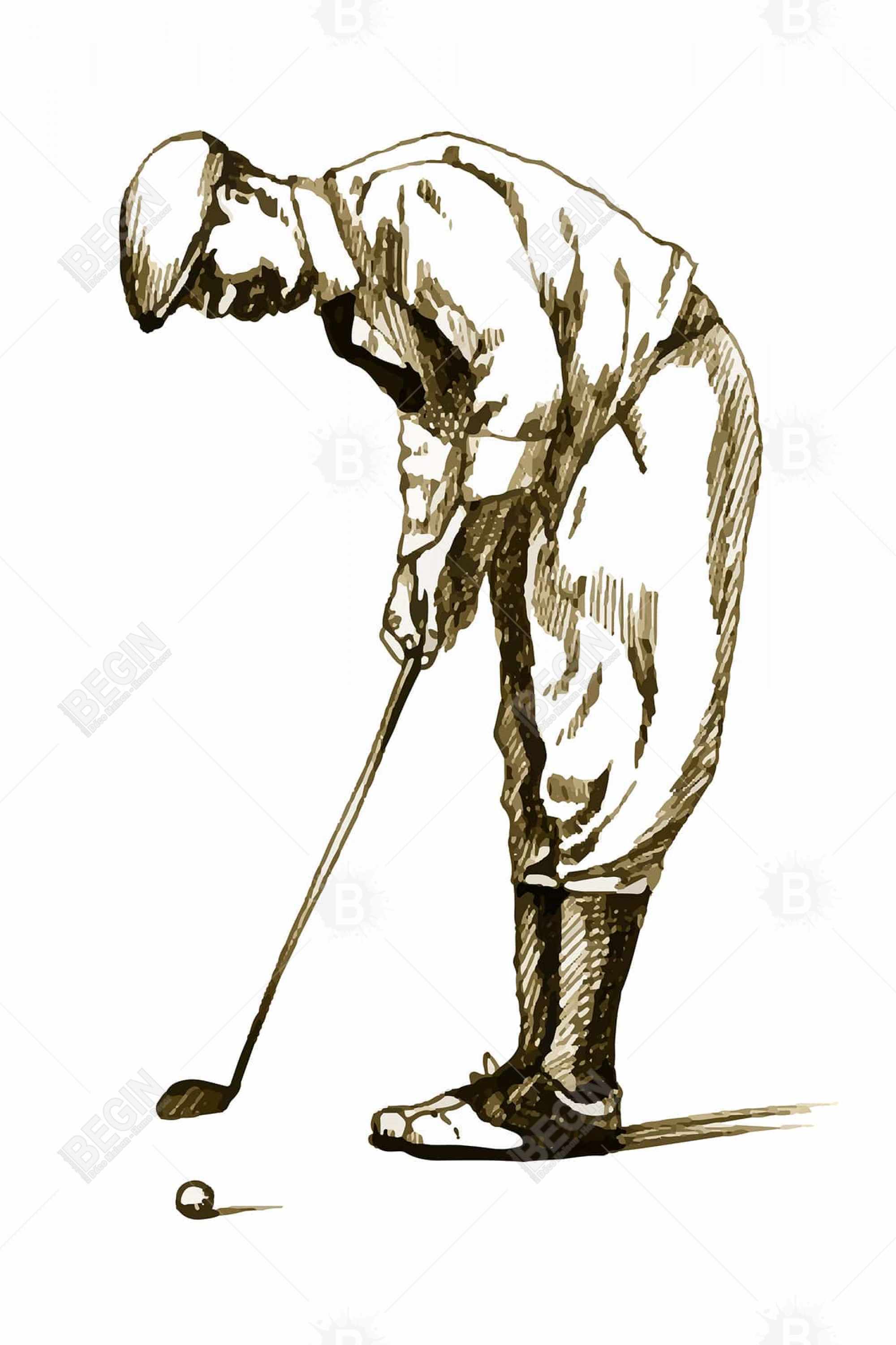 Illustration d'un golfeur concentré