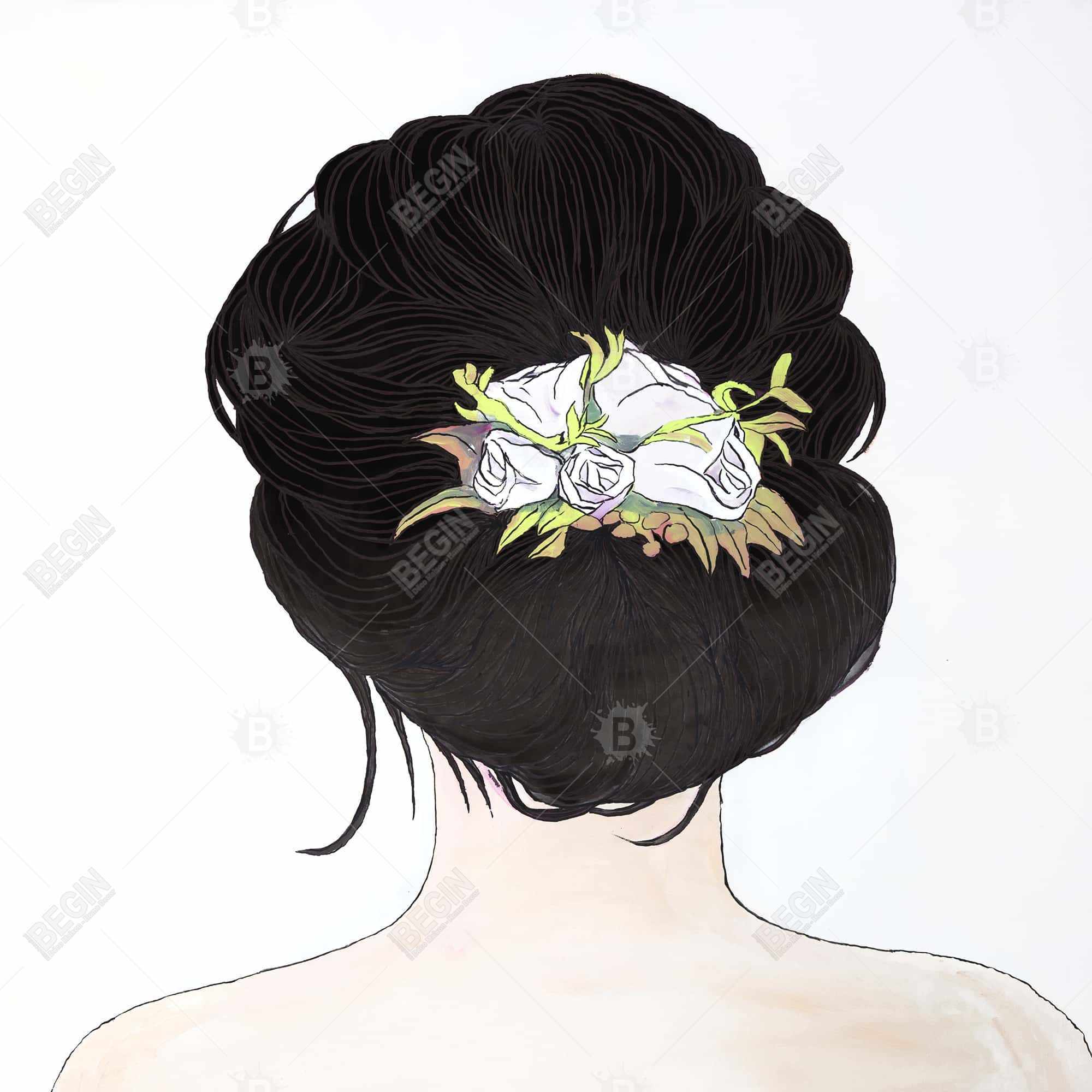 Lady with flowers in her brown hair